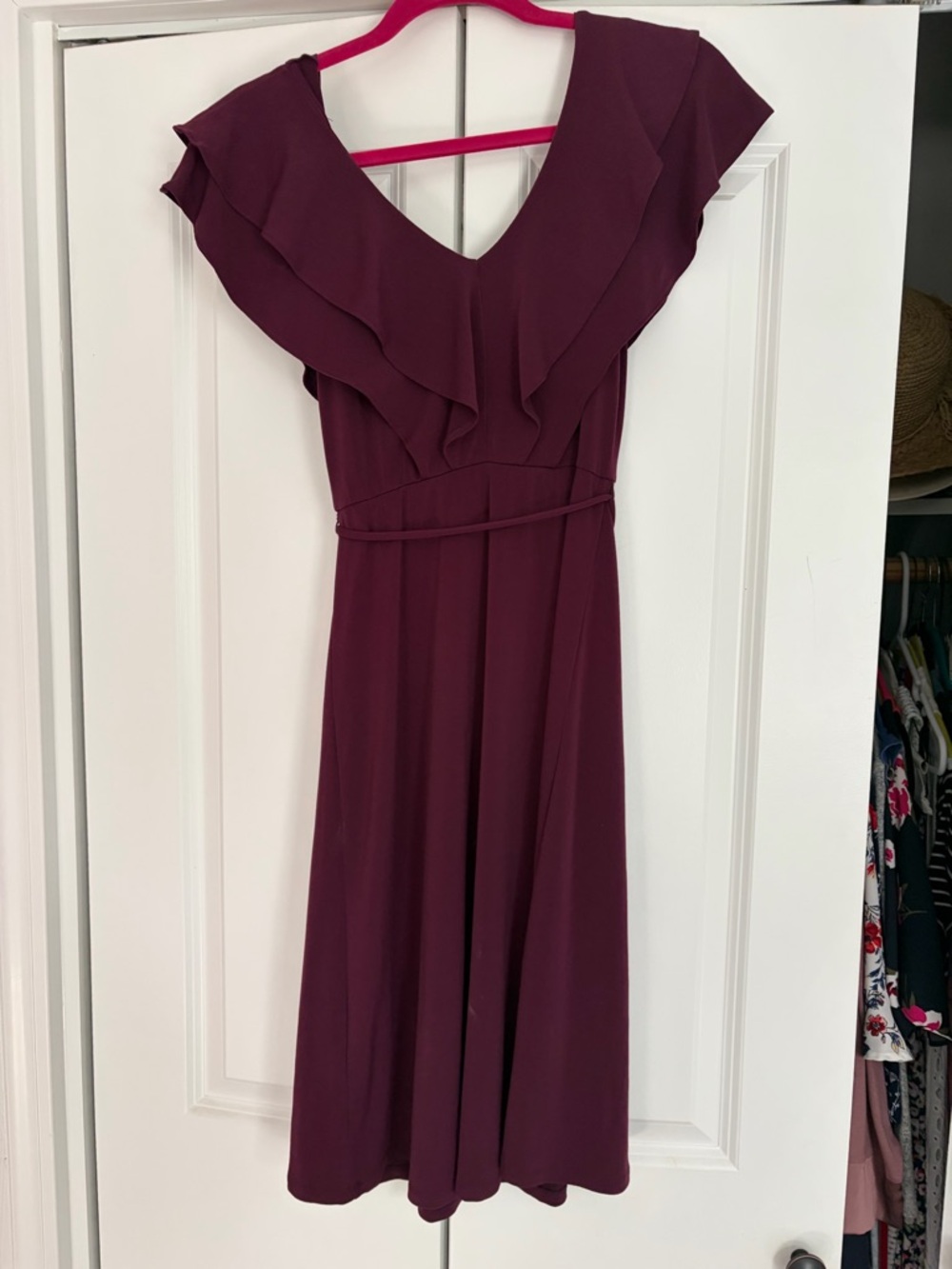 Jessica Simpson Plum Ruffle V-Neck Midi Dress